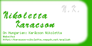 nikoletta karacson business card