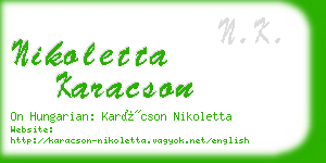 nikoletta karacson business card